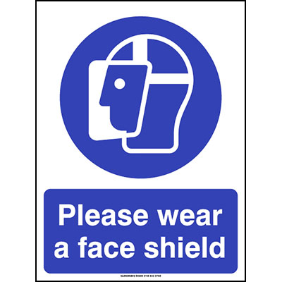 Please wear a face shield sign