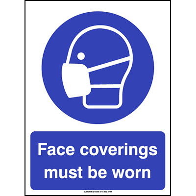 Face coverings must be worn sign