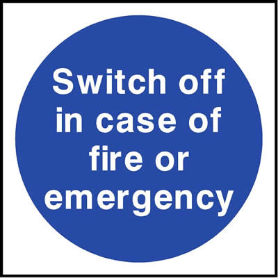 Switch off in case of fire or emergency