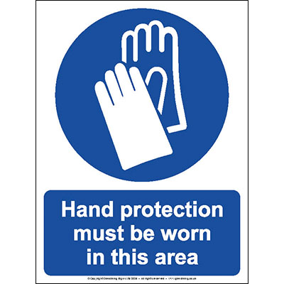 Hand protection must be worn in this area