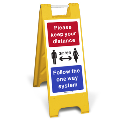 Keep distance follow one way sign stand 2m