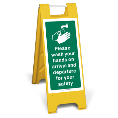 Wash Hands on Arrival and Departure Sign Stand