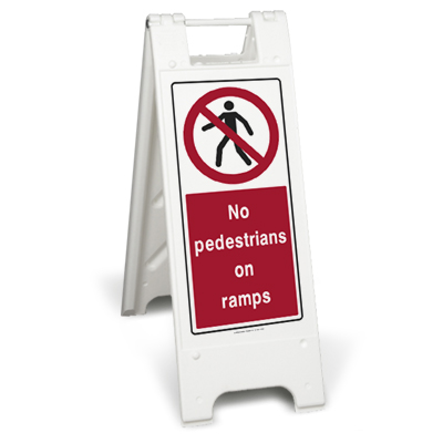 No pedestrians on ramps (Minicade) sign