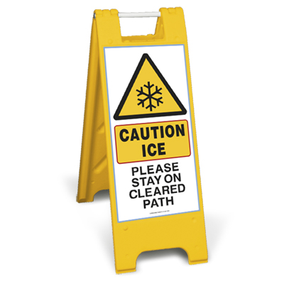 Caution ice - Please stay on cleared path (Minicade)