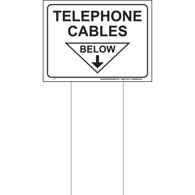 Telephone cables below sign