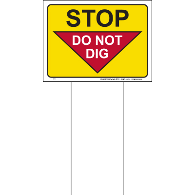 Stop do not dig (Mark-em) sign