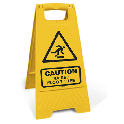 Caution raised floor tiles (Motspur)