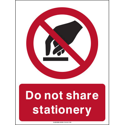Do not share stationery sign
