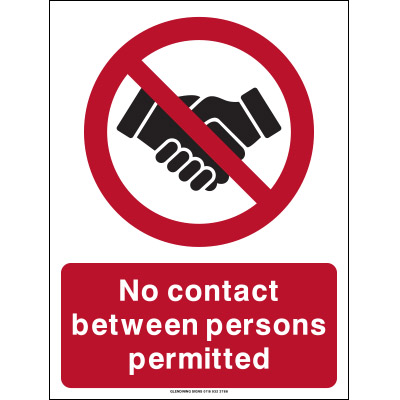 No contact between persons permitted sign