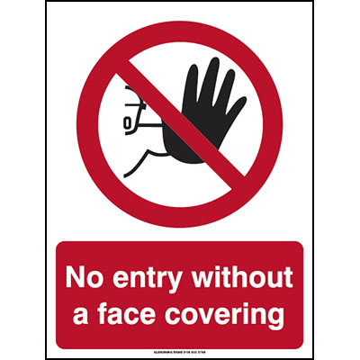 No entry without a face covering sign