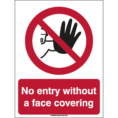 No entry without a face covering sign