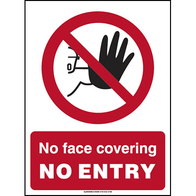 No face covering no entry sign