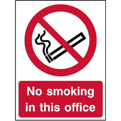 No smoking in this office sign