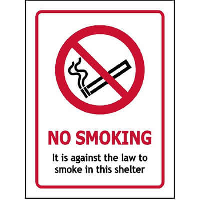 No Smoking Law Shelter Sign