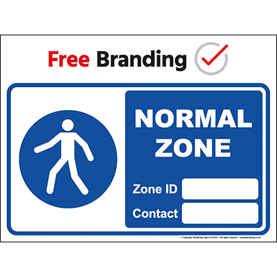 Normal zone sign with ID and contact (Quickfit)
