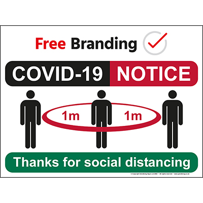 COVID-19 Thanks For Social Distancing 1m Sign (Quickfit)