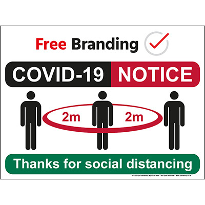 COVID-19 Thanks For Social Distancing 2m Sign (Quickfit)