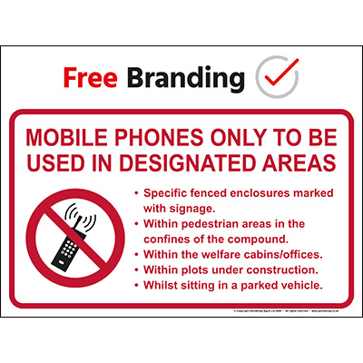 Mobile phones only to be used in these areas (Quickfit)