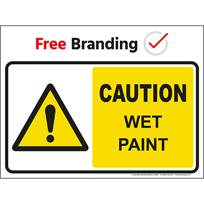 Caution wet paint sign