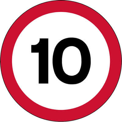 Maximum speed limit 10 mph