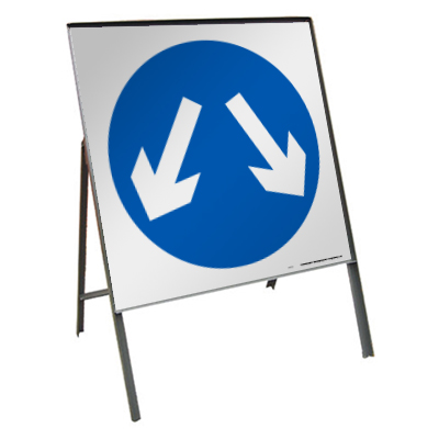 Proceed either side (Temp.) sign