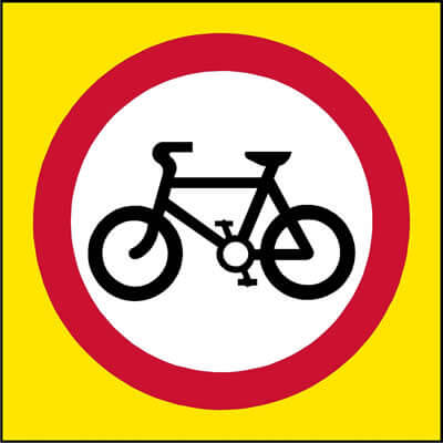 Riding of pedal cycles prohibited (Non-Spec)