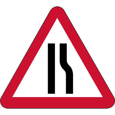 Road narrows on right ahead