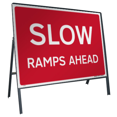 Slow ramps ahead (Temp.) sign