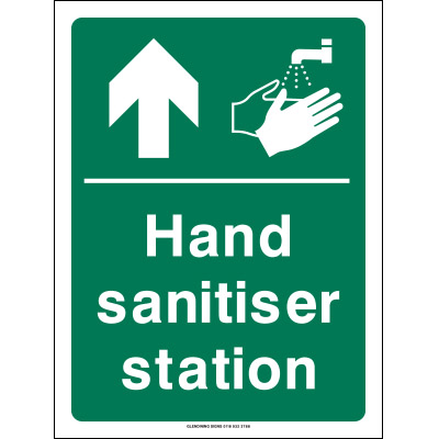 Hand sanitiser station ahead sign