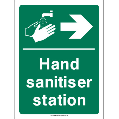 Hand sanitiser station right sign