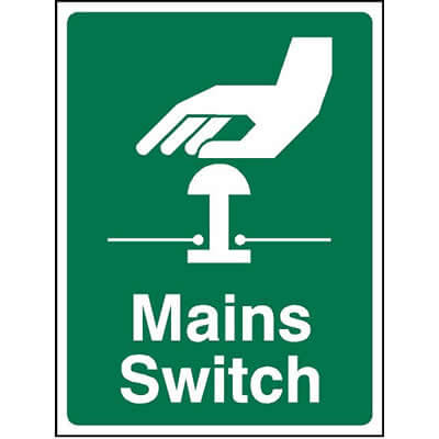 Mains switch sign