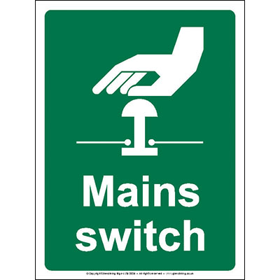 Mains switch sign