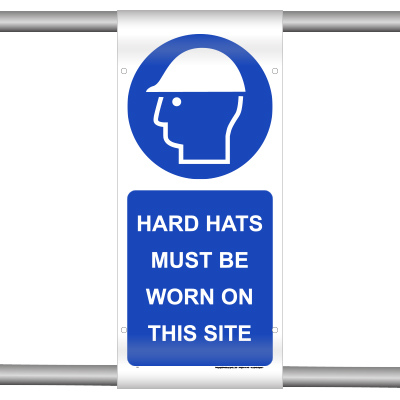 Hard hats must be worn on this site (Scaffold Banner)