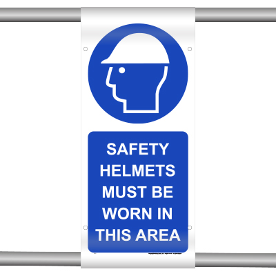 Safety helmets must be worn in this area (Scaffold Banner)