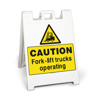 Caution fork-lift trucks operating (Squarecade 36)
