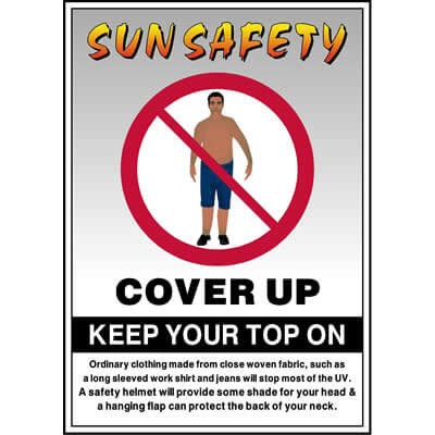 Sun safety cover up keep your top on poster