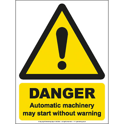 Danger automatic machinery may start sign