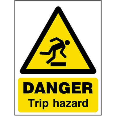 Danger trip hazard sign