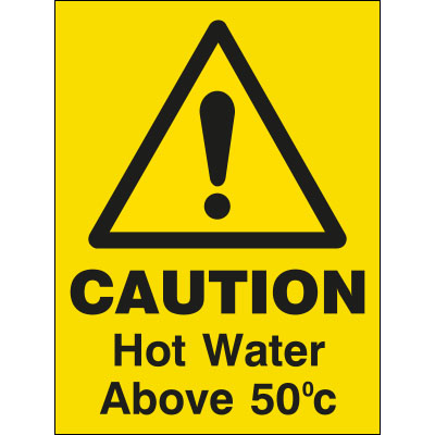 Caution hot water above 50 degrees celsius