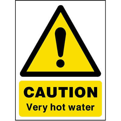 Caution very hot water sign