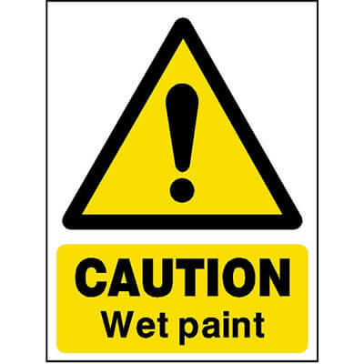 Caution wet paint sign