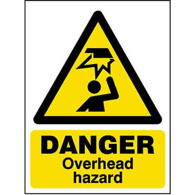 Danger overhead hazard sign